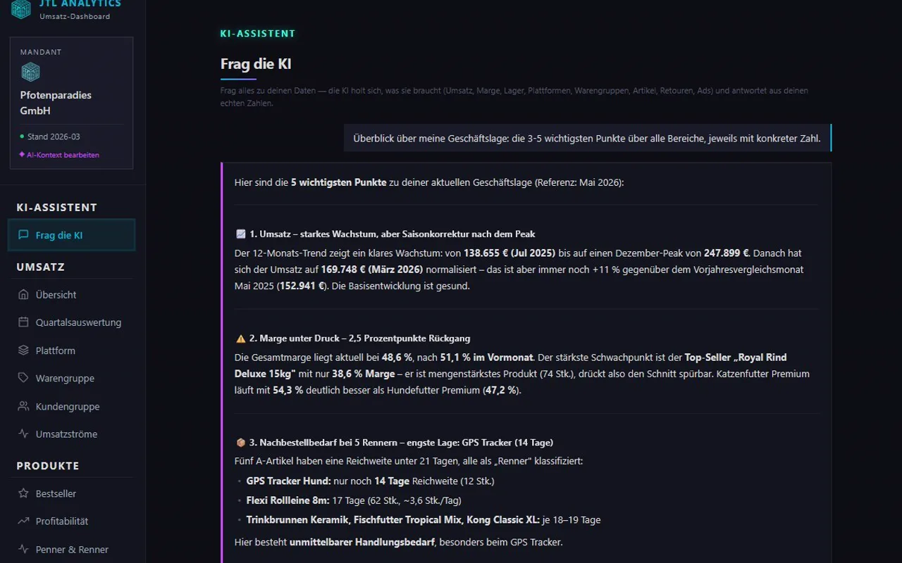 Screenshot: Frag die KI - Daten-Chat